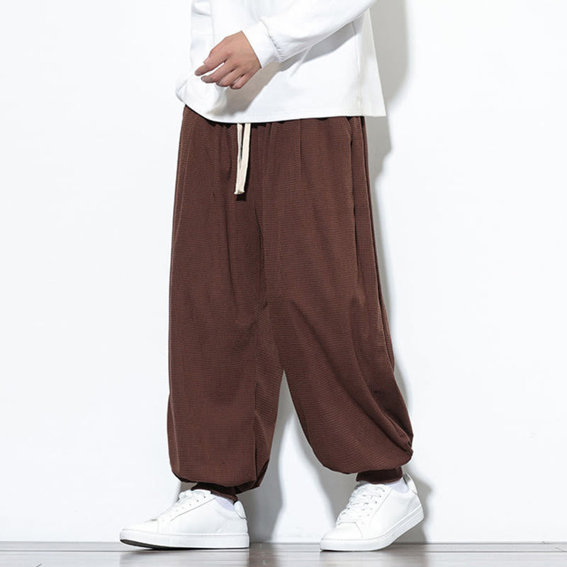 Pantaloni da uomo in velluto a coste di cotone con coulisse, modello semplice, modello Buddha Stones Fall Plain con tasche - image 59