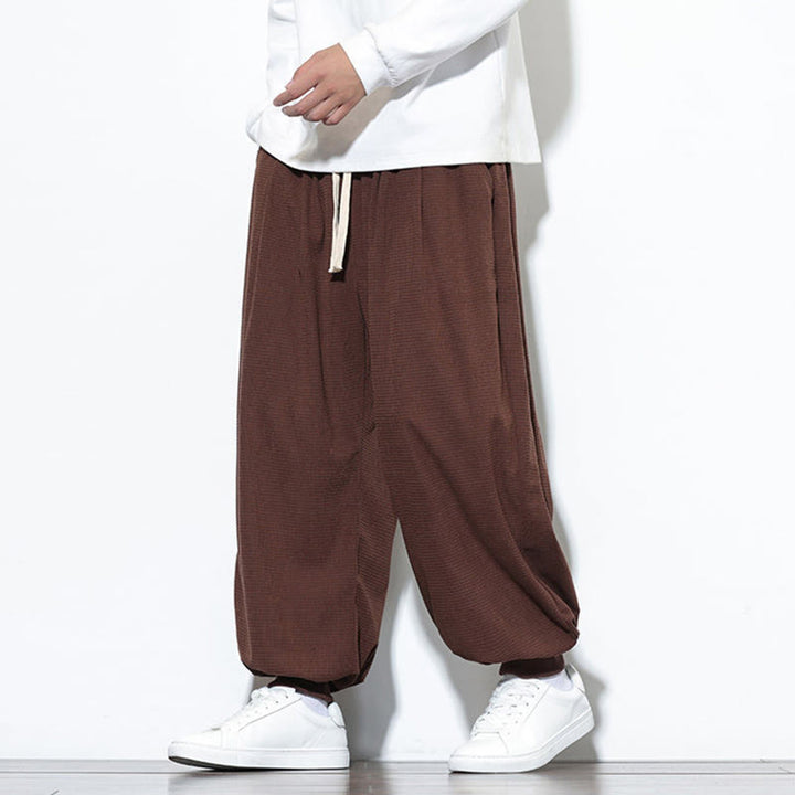 Pantaloni da uomo in velluto a coste di cotone con coulisse, modello semplice, modello Buddha Stones Fall Plain con tasche - image 59