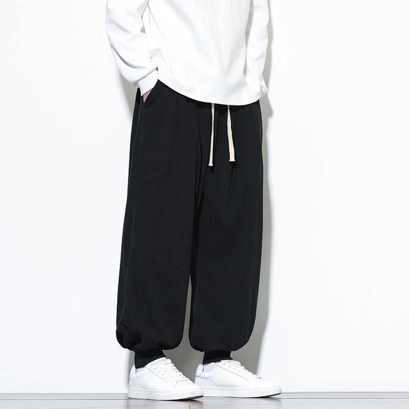 Pantaloni da uomo in velluto a coste di cotone con coulisse, modello semplice, modello Buddha Stones Fall Plain con tasche - image 29