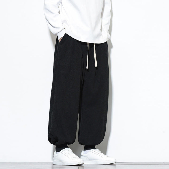 Pantaloni da uomo in velluto a coste di cotone con coulisse, modello semplice, modello Buddha Stones Fall Plain con tasche - image 29