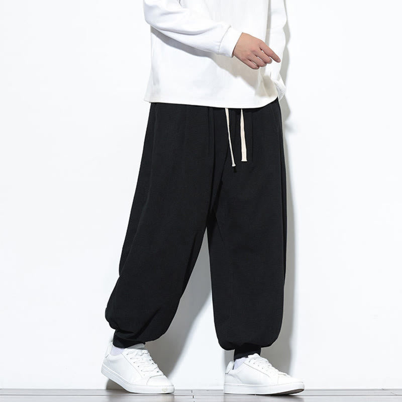 Pantaloni da uomo in velluto a coste di cotone con coulisse, modello semplice, modello Buddha Stones Fall Plain con tasche - image 26