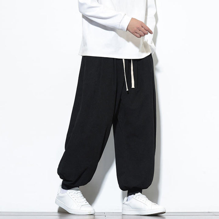 Pantaloni da uomo in velluto a coste di cotone con coulisse, modello semplice, modello Buddha Stones Fall Plain con tasche - image 26