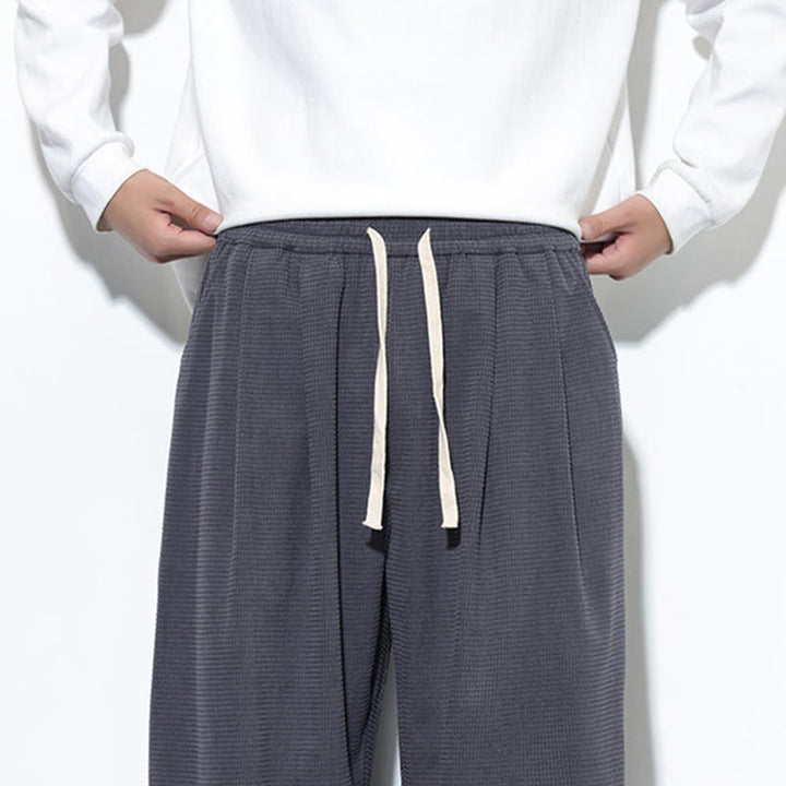 Pantaloni da uomo in velluto a coste di cotone con coulisse, modello semplice, modello Buddha Stones Fall Plain con tasche - image 20