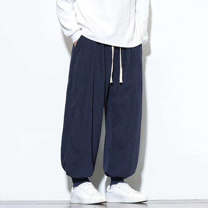 Pantaloni da uomo in velluto a coste di cotone con coulisse, modello semplice, modello Buddha Stones Fall Plain con tasche - image 43