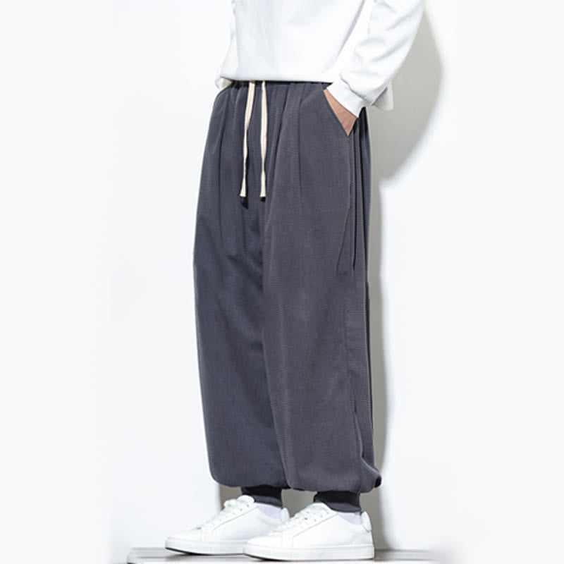 Pantaloni da uomo in velluto a coste di cotone con coulisse, modello semplice, modello Buddha Stones Fall Plain con tasche - image 16
