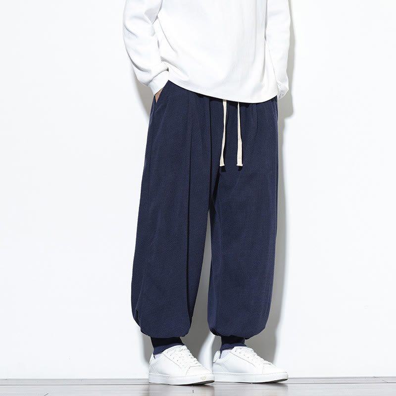 Pantaloni da uomo in velluto a coste di cotone con coulisse, modello semplice, modello Buddha Stones Fall Plain con tasche - image 46