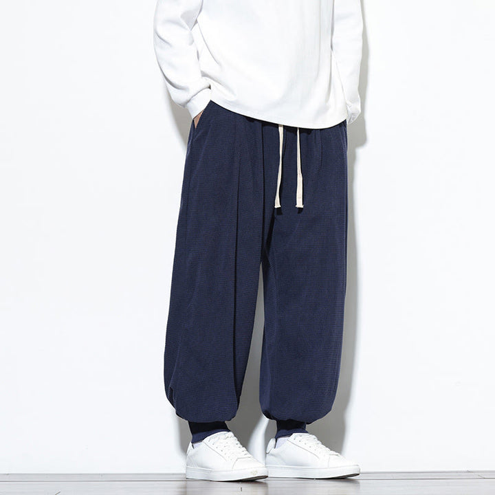 Pantaloni da uomo in velluto a coste di cotone con coulisse, modello semplice, modello Buddha Stones Fall Plain con tasche - image 46