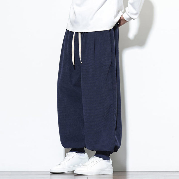 Pantaloni da uomo in velluto a coste di cotone con coulisse, modello semplice, modello Buddha Stones Fall Plain con tasche - image 42