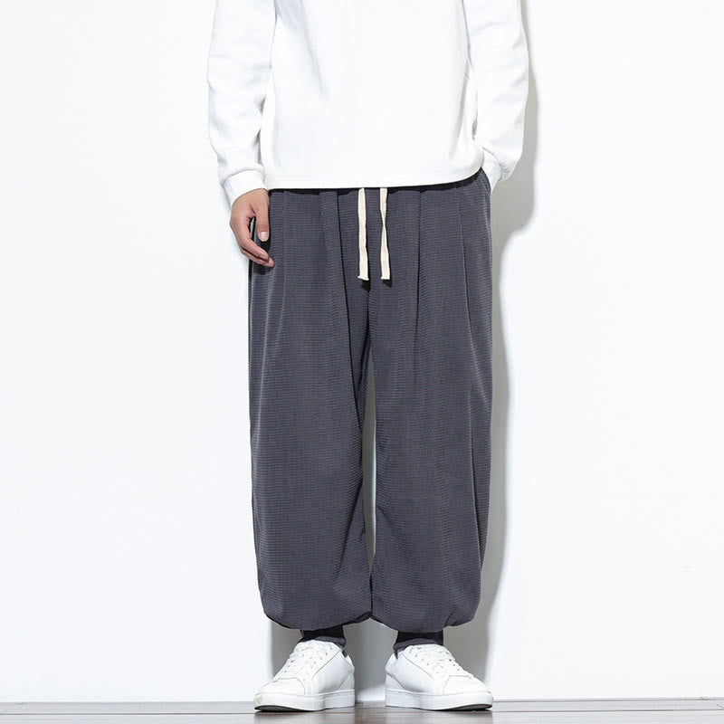 Pantaloni da uomo in velluto a coste di cotone con coulisse, modello semplice, modello Buddha Stones Fall Plain con tasche - Grigio ardesia chiaro - US/UK/AU46, EU56 (5XL) - image 8