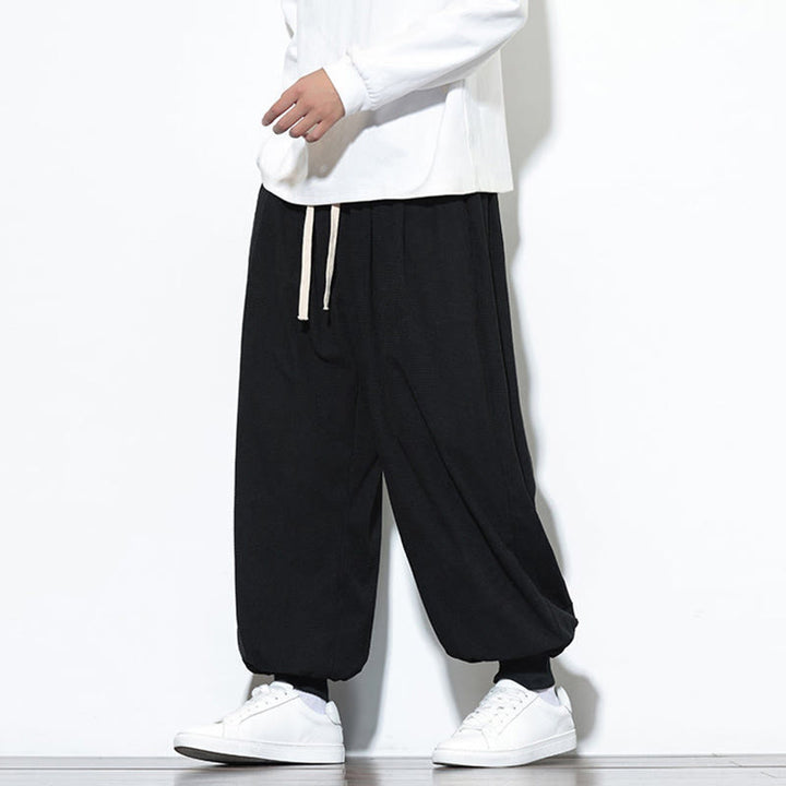 Pantaloni da uomo in velluto a coste di cotone con coulisse, modello semplice, modello Buddha Stones Fall Plain con tasche - image 24