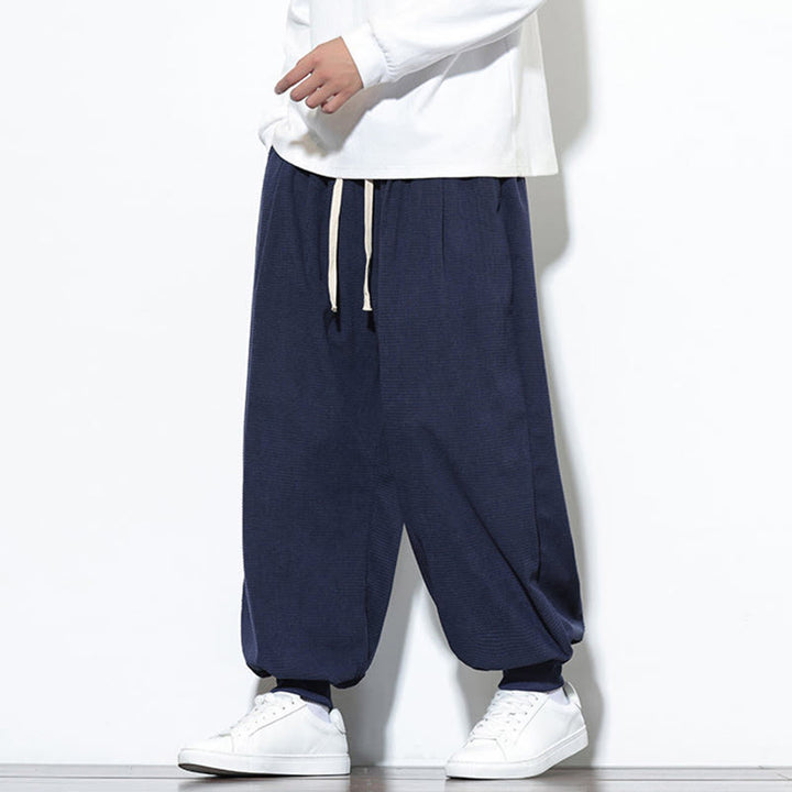 Pantaloni da uomo in velluto a coste di cotone con coulisse, modello semplice, modello Buddha Stones Fall Plain con tasche - image 40