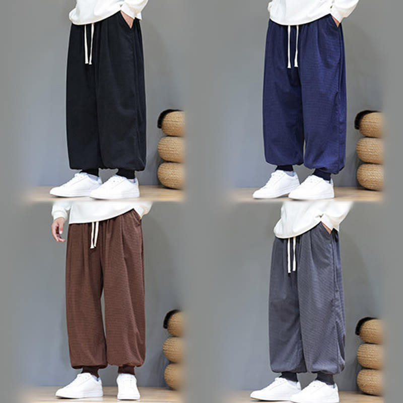 Pantaloni da uomo in velluto a coste di cotone con coulisse, modello semplice, modello Buddha Stones Fall Plain con tasche - image 72