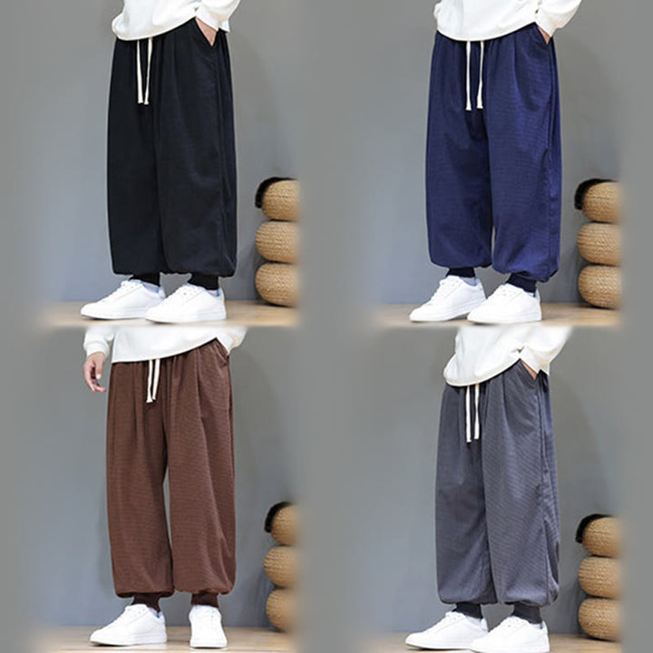 Pantaloni da uomo in velluto a coste di cotone con coulisse, modello semplice, modello Buddha Stones Fall Plain con tasche - image 72