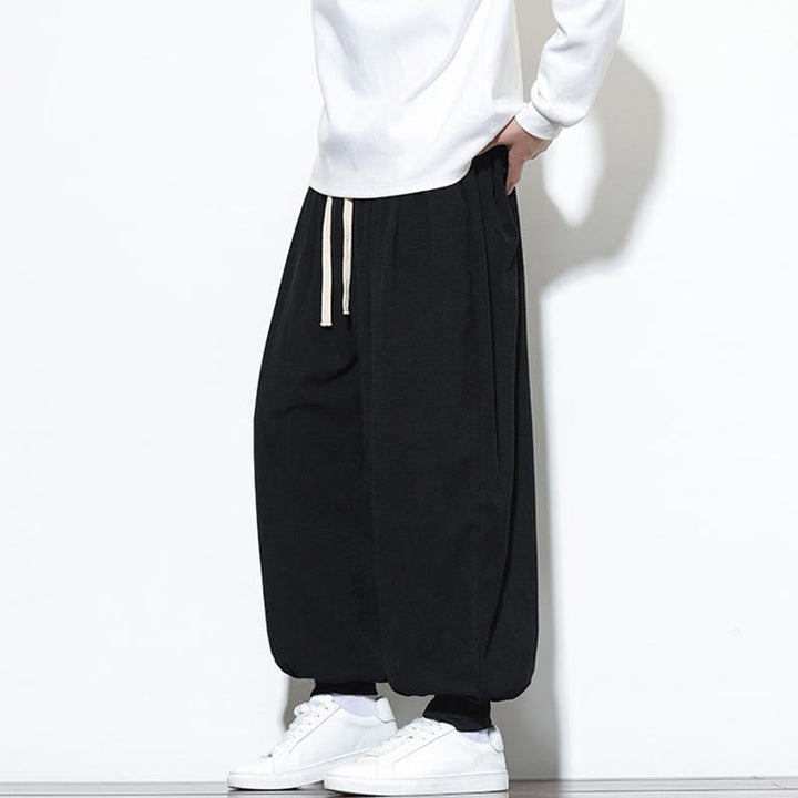 Pantaloni da uomo in velluto a coste di cotone con coulisse, modello semplice, modello Buddha Stones Fall Plain con tasche - image 28