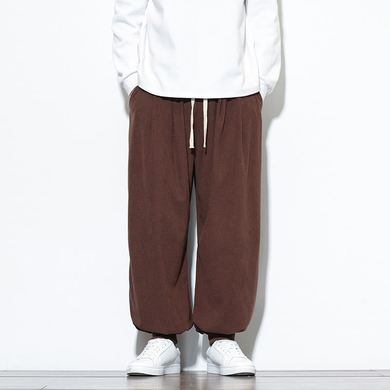 Pantaloni da uomo in velluto a coste di cotone con coulisse, modello semplice, modello Buddha Stones Fall Plain con tasche - Marrone sella - US/UK/AU46, EU56 (5XL) - image 56