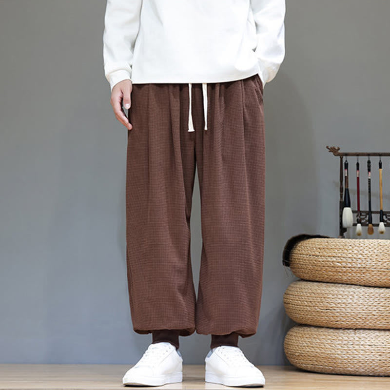 Pantaloni da uomo in velluto a coste di cotone con coulisse, modello semplice, modello Buddha Stones Fall Plain con tasche - image 64