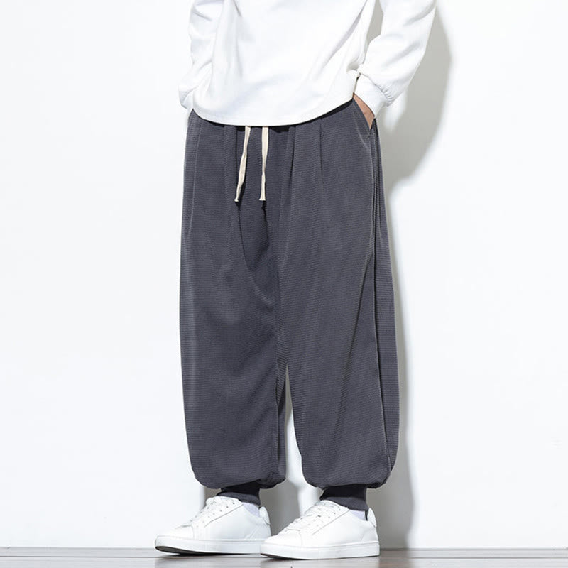 Pantaloni da uomo in velluto a coste di cotone con coulisse, modello semplice, modello Buddha Stones Fall Plain con tasche - image 9