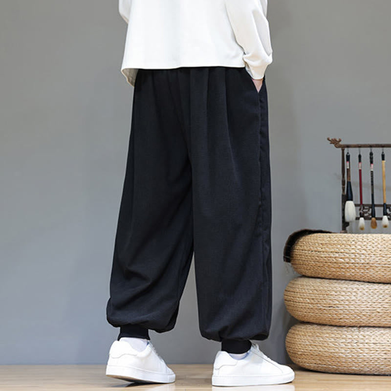 Pantaloni da uomo in velluto a coste di cotone con coulisse, modello semplice, modello Buddha Stones Fall Plain con tasche - image 37