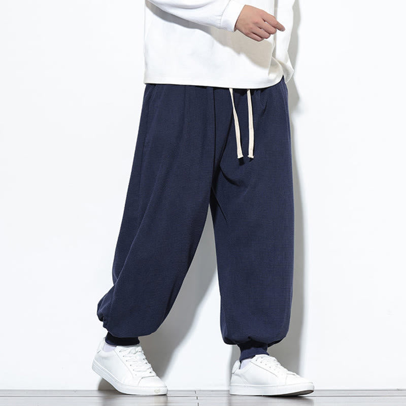 Pantaloni da uomo in velluto a coste di cotone con coulisse, modello semplice, modello Buddha Stones Fall Plain con tasche - image 41