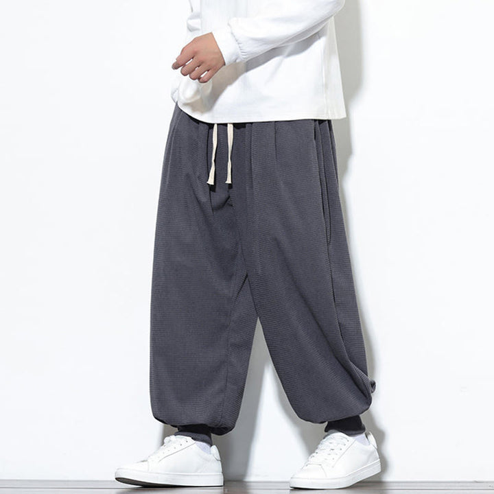 Pantaloni da uomo in velluto a coste di cotone con coulisse, modello semplice, modello Buddha Stones Fall Plain con tasche - image 14