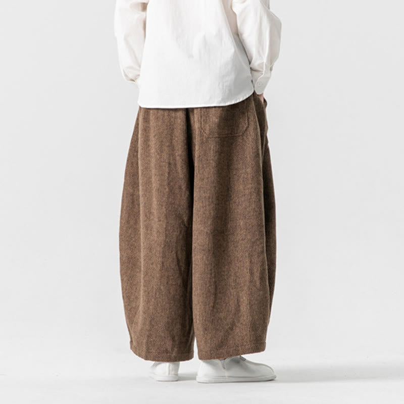 Pantaloni da uomo in cotone a gamba larga con tasche e coulisse, tinta unita, modello Buddha Stones Daily - image 12