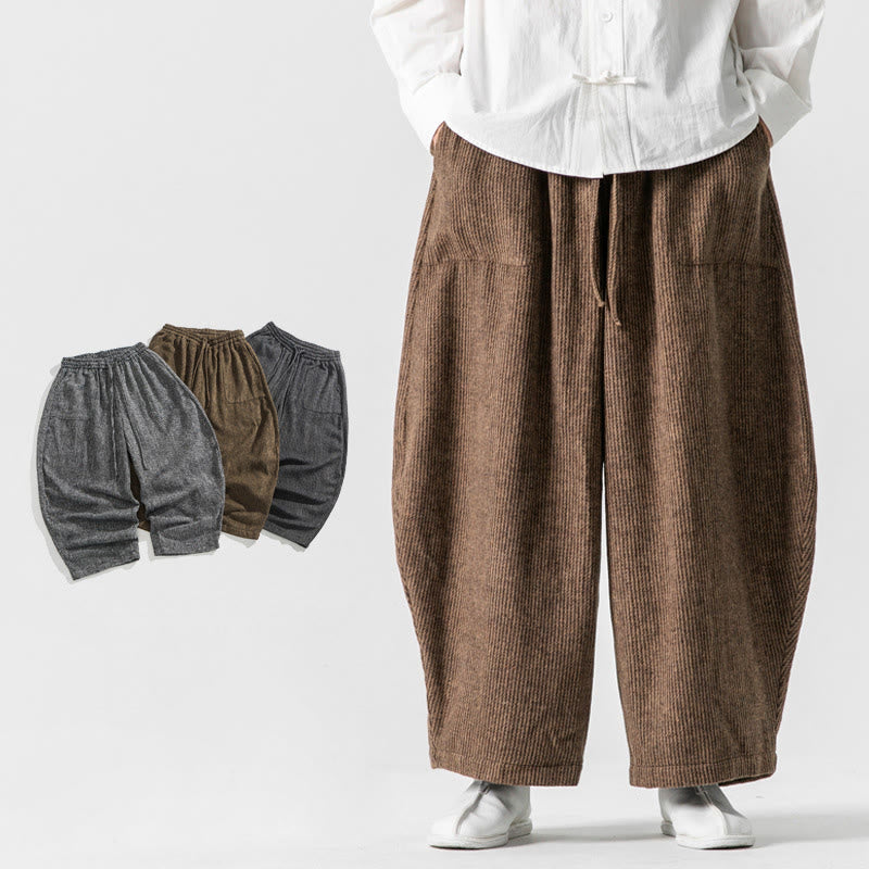 Pantaloni da uomo in cotone a gamba larga con tasche e coulisse, tinta unita, modello Buddha Stones Daily - Siena - US/UK/AU46, EU56 (5XL) - image 10