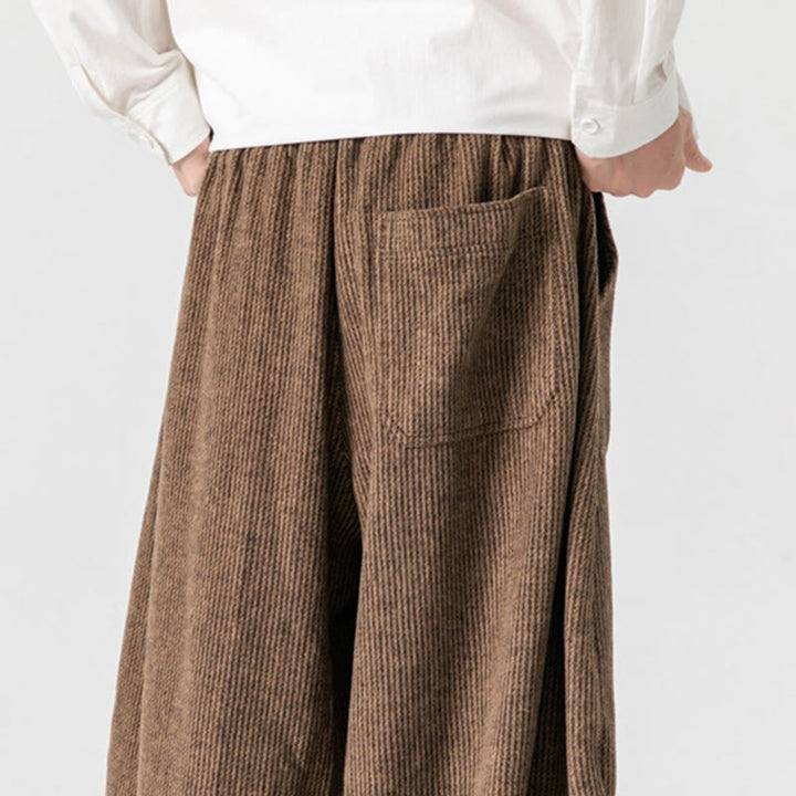 Pantaloni da uomo in cotone a gamba larga con tasche e coulisse, tinta unita, modello Buddha Stones Daily - image 22