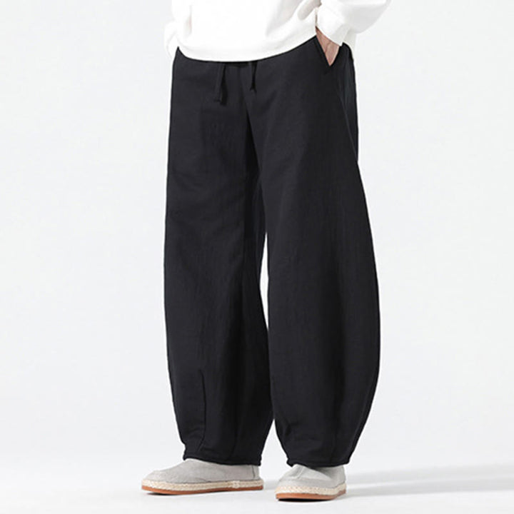 Pantaloni da uomo in puro cotone con coulisse e tasche, stile zen cinese, modello Buddha Stones Daily - image 20