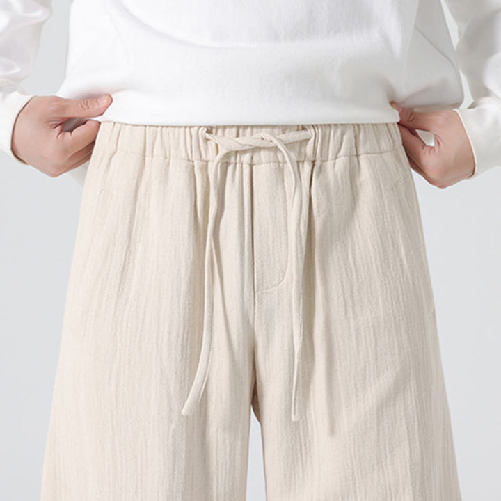 Pantaloni da uomo in puro cotone con coulisse e tasche, stile zen cinese, modello Buddha Stones Daily - image 6