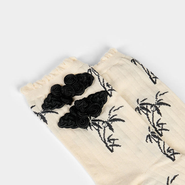 Calzini da donna in microfibra con motivo a rana cinese e bottoni, modello jacquard in bambù, modello Buddha Stones - image 12