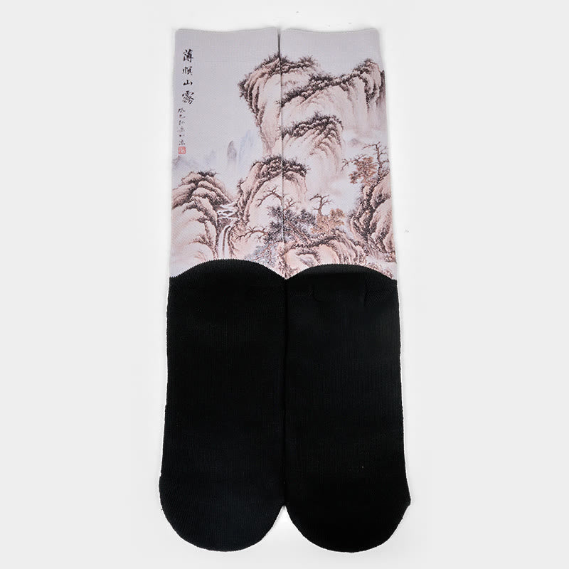 Calzini casual da uomo e da donna, unisex, motivo: Buddha Stones , gru bianca, pini e montagne - image 12