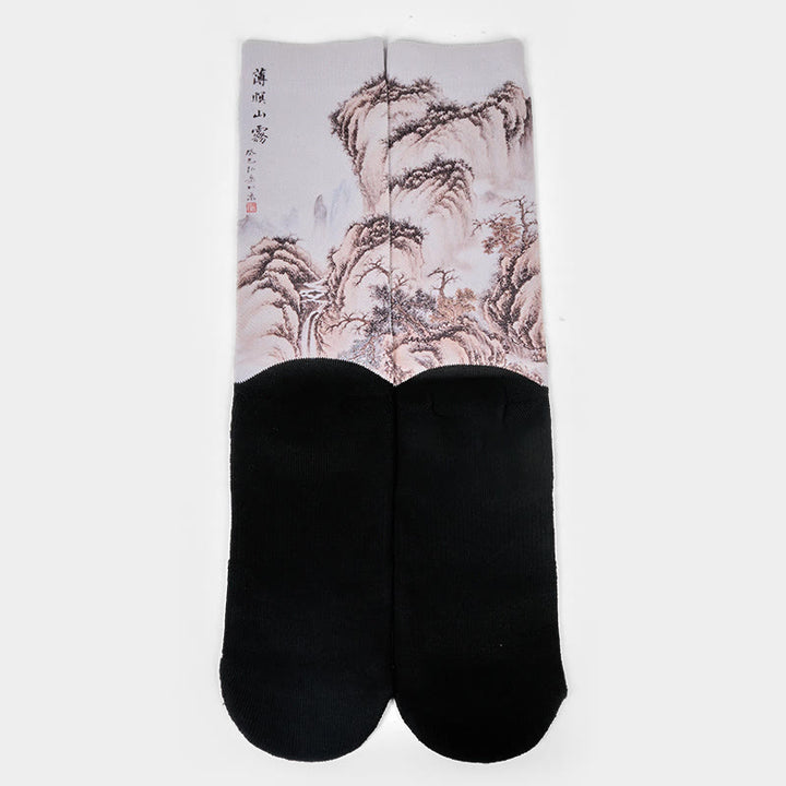 Calzini casual da uomo e da donna, unisex, motivo: Buddha Stones , gru bianca, pini e montagne - image 12