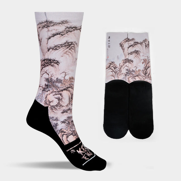 Calzini casual da uomo e da donna, unisex, motivo: Buddha Stones , gru bianca, pini e montagne - image 19