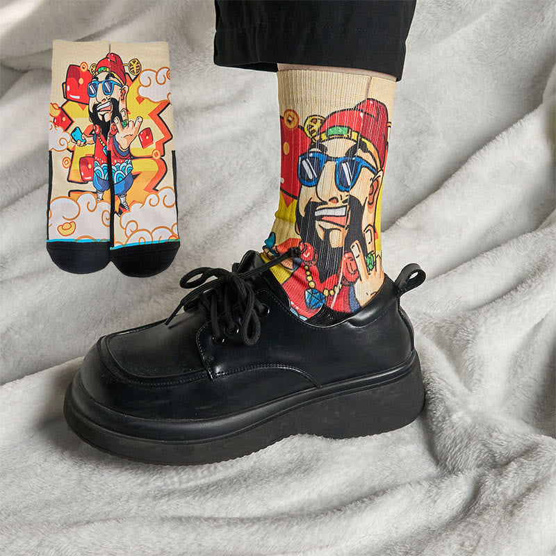 Calzini unisex da uomo e da donna, motivo : Buddha Stones, casual, con buste rosse e lingotti. - PapayaWhip - ML (US 7,5-12, EU 40-45, UK/AU 7-11,5, AISA 25,5-28,5 cm) - image 0