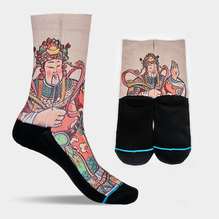 Calzini casual da uomo e da donna unisex con manico Ruyi e scritta " Buddha Stones God Of Wealth" - image 8