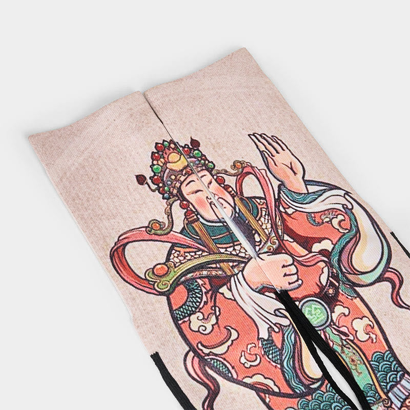 Calzini casual da uomo e da donna unisex con manico Ruyi e scritta " Buddha Stones God Of Wealth" - image 2