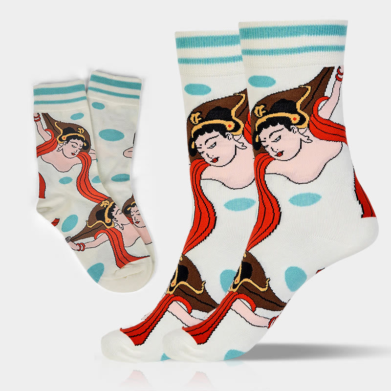 Calzini da donna Buddha Stones Casual Dunhuang Feitian Design Micro Crew - image 2