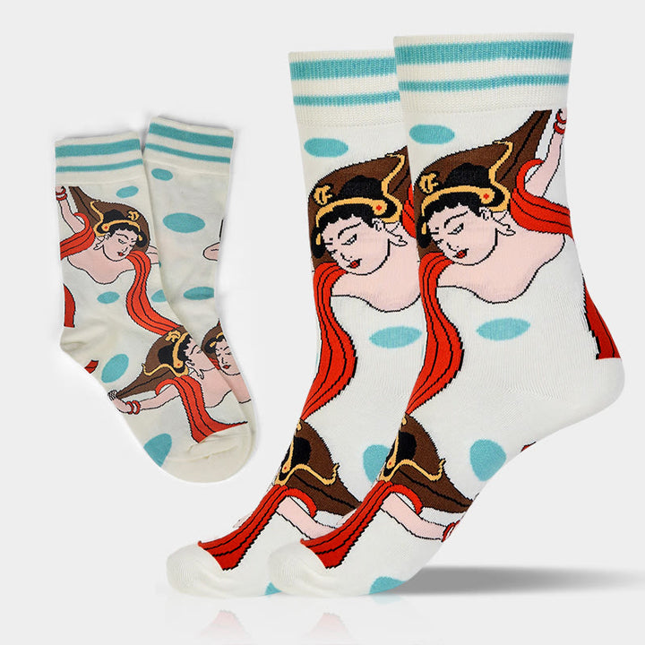 Calzini da donna Buddha Stones Casual Dunhuang Feitian Design Micro Crew - image 2