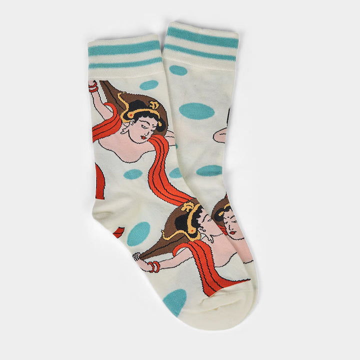 Calzini da donna Buddha Stones Casual Dunhuang Feitian Design Micro Crew - image 6
