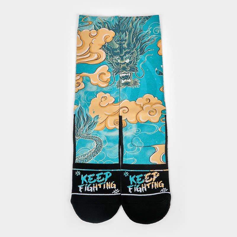 Calzini da uomo con motivo Buddha Stones Casual Dragon e nuvole di buon auspicio - image 1