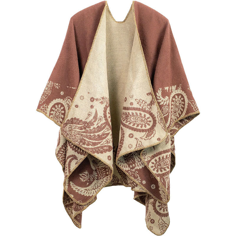Scialle unisex con motivo paisley tibetano autunno inverno Buddha Stones - IndianRed - image 1