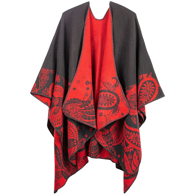 Scialle unisex con motivo paisley tibetano autunno inverno Buddha Stones - Rosso - image 7