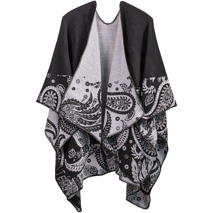 Scialle unisex con motivo paisley tibetano autunno inverno Buddha Stones - Nero - image 5