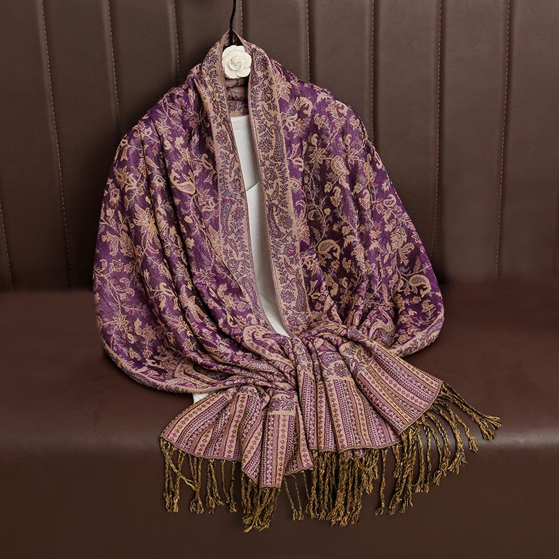 Sciarpa scialle con nappa e motivo paisley tibetano etnica quotidiana di Buddha Stones - image 27