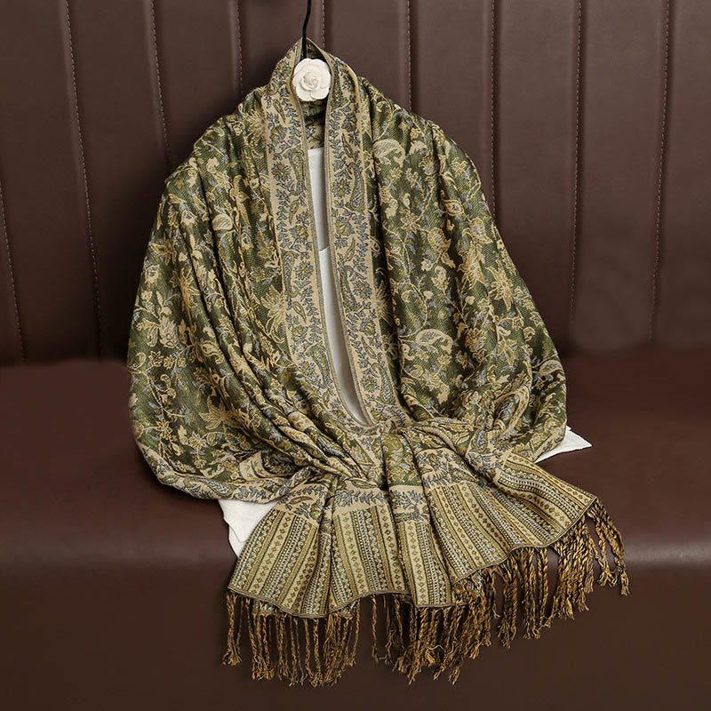Sciarpa scialle con nappa e motivo paisley tibetano etnica quotidiana di Buddha Stones - image 19