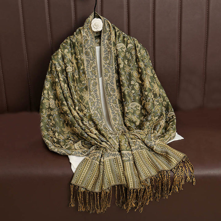 Sciarpa scialle con nappa e motivo paisley tibetano etnica quotidiana di Buddha Stones - image 19