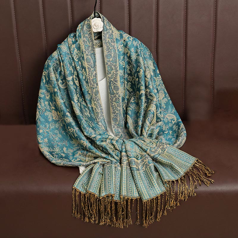 Sciarpa scialle con nappa e motivo paisley tibetano etnica quotidiana di Buddha Stones - image 37