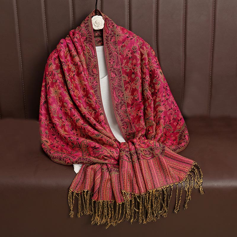 Sciarpa scialle con nappa e motivo paisley tibetano etnica quotidiana di Buddha Stones - image 7