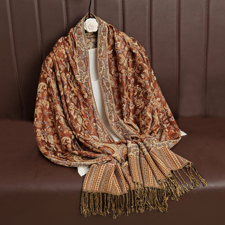 Sciarpa scialle con nappa e motivo paisley tibetano etnica quotidiana di Buddha Stones - image 21