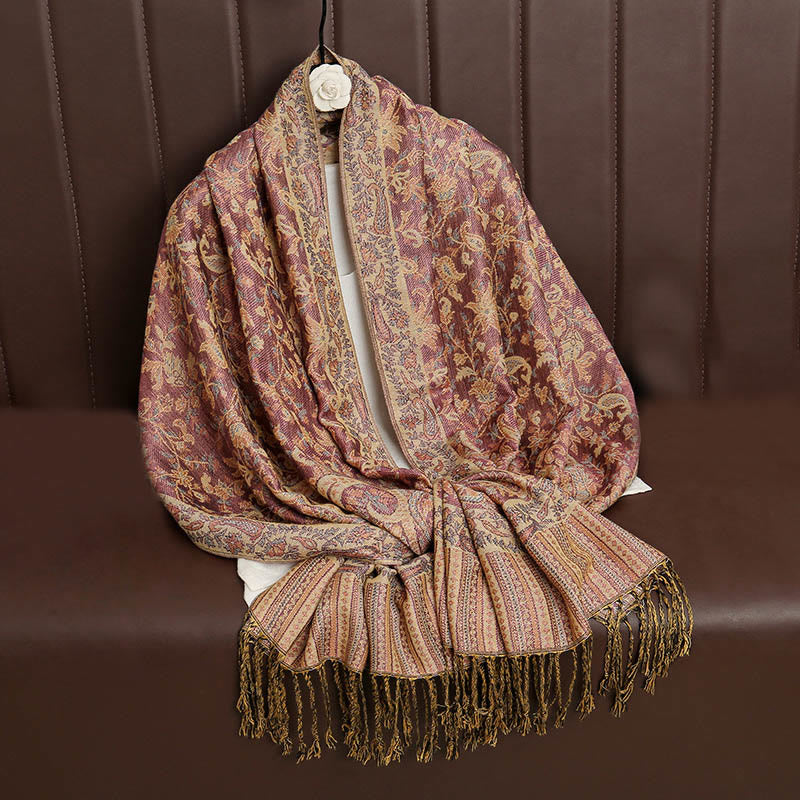 Sciarpa scialle con nappa e motivo paisley tibetano etnica quotidiana di Buddha Stones - image 33